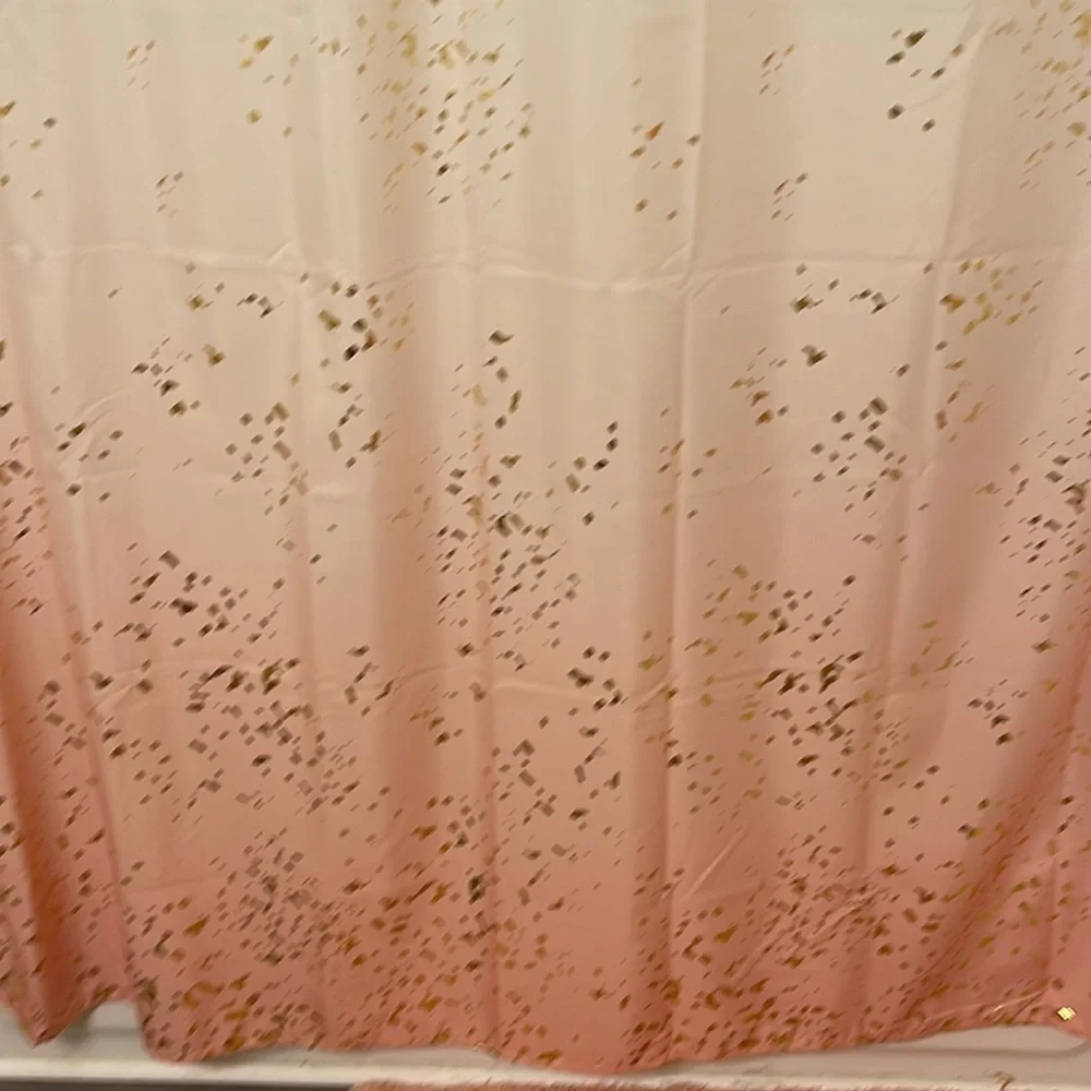 SKL HOME Shower Curtain Size 72 x 70 Color Pink White Gold